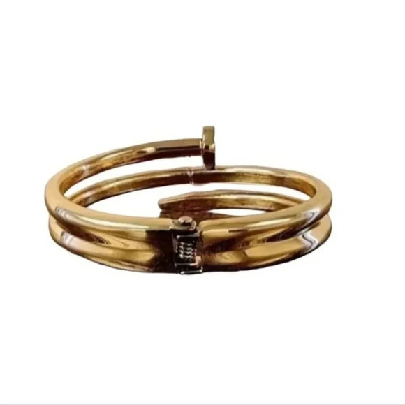 Vintage Gold Plated Cubic Zirconia Womens Cuff Bracelet - Picture 3 of 4